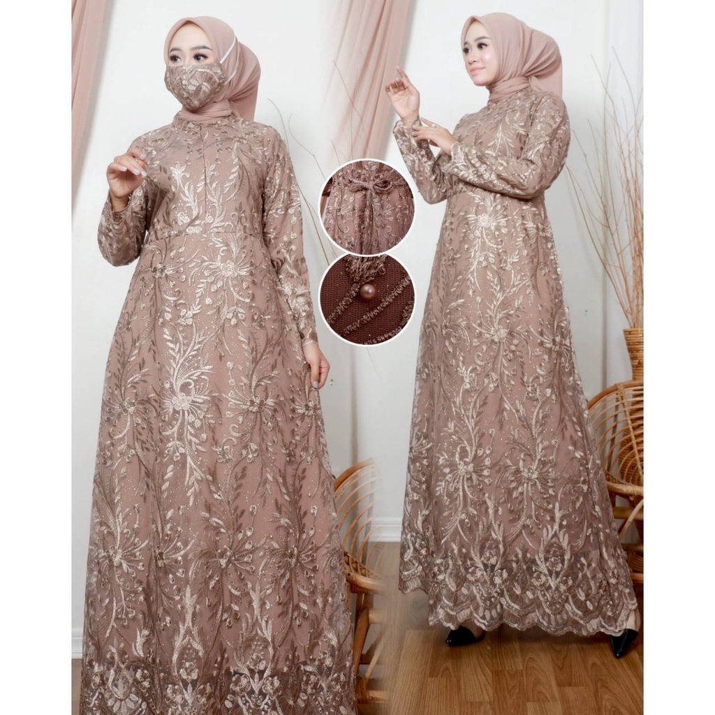 Permata Olshop / Kebaya Gamis Busui Zaya 2 / Baju Gamis Pesta Mewah / Kebaya Kondangan