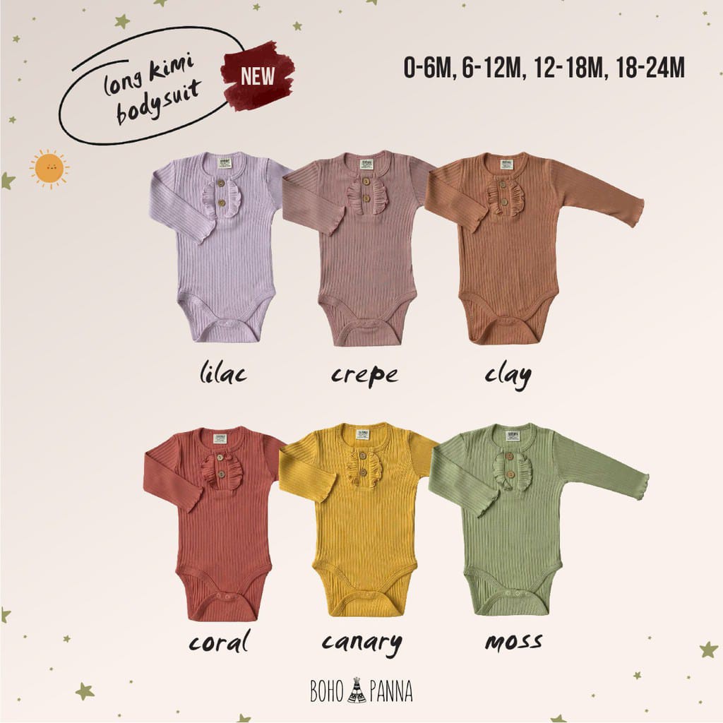 BohoPanna Bohobaby Long Kimi Bodysuit Bodysuit Lengan Panjang Baby Jumper Baby