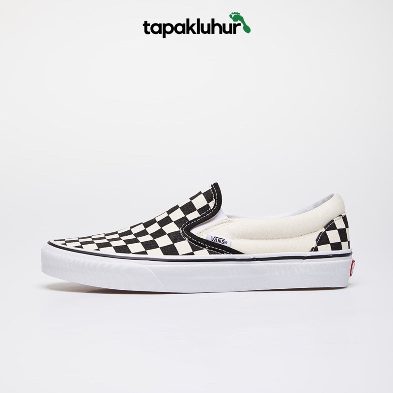 VANS SLIP ON CLASSIC CHECKERBOARD BLACK WHITE || RESMI PT NAVYA