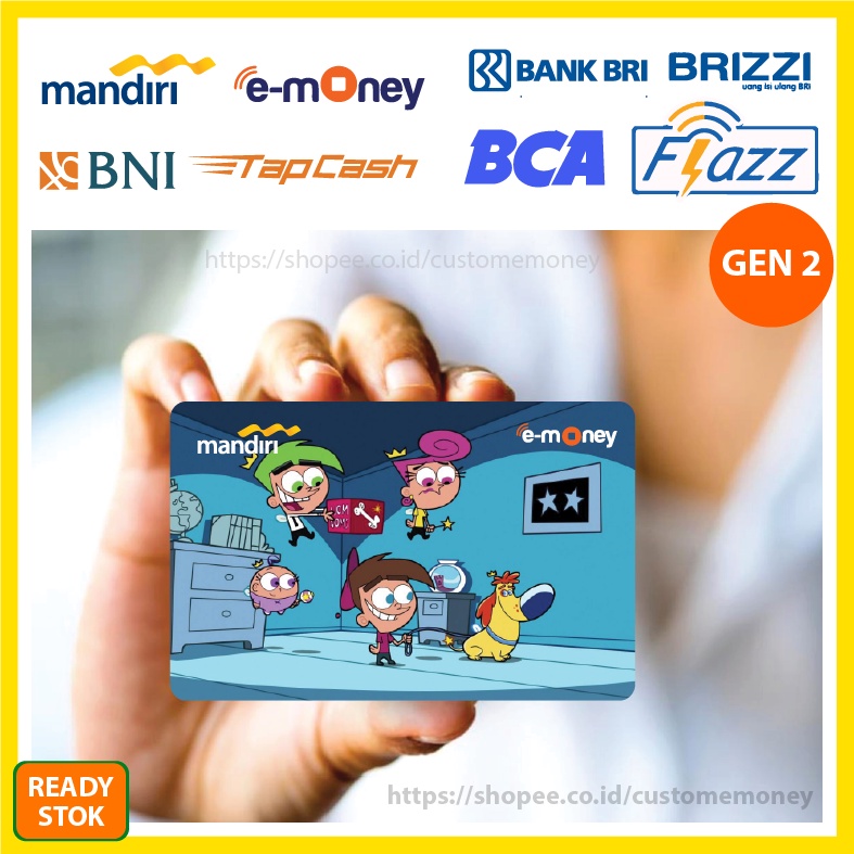 KARTU EMONEY ANIME KARTUN THE FAIRLY ODDPARENTS ETOLL E-MONEY MANDIRI FLAZZ BCA GEN 2 TAPCASH BRIZZI - 1 SISI