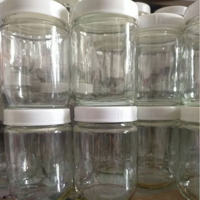 toples jar toples kaca toples kci+tutup putih 250 ml/1pcs