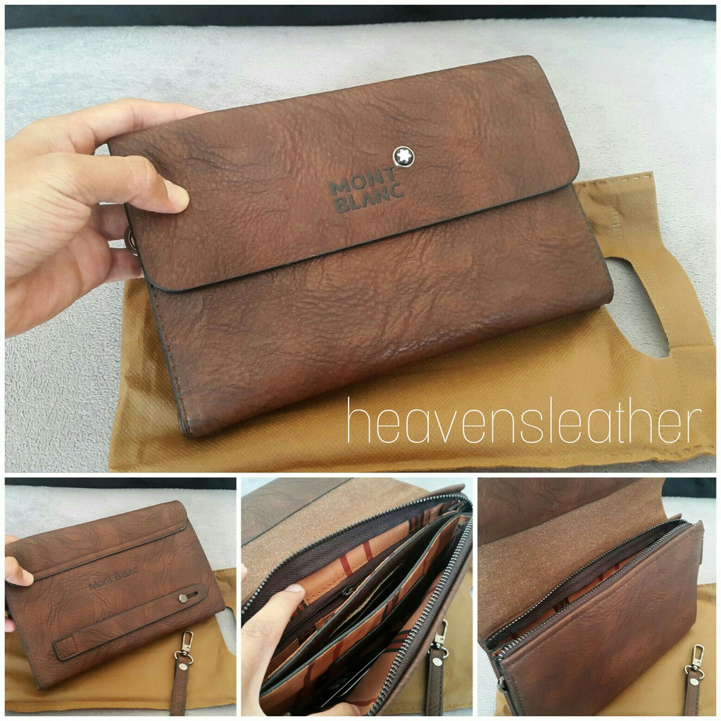 DOMPET CLUTCH HAND BAG KULIT PRIA IMPORT MONTBLANC COKLAT KODE 6303