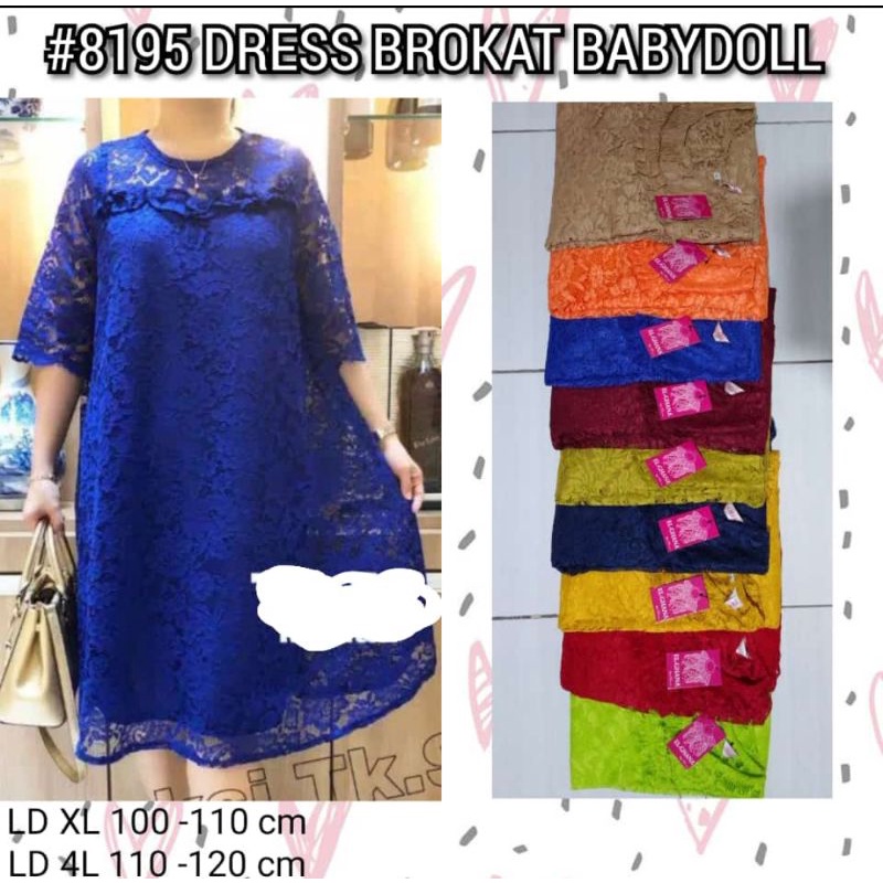 Dress brokat jumbo model baby doll Elghana