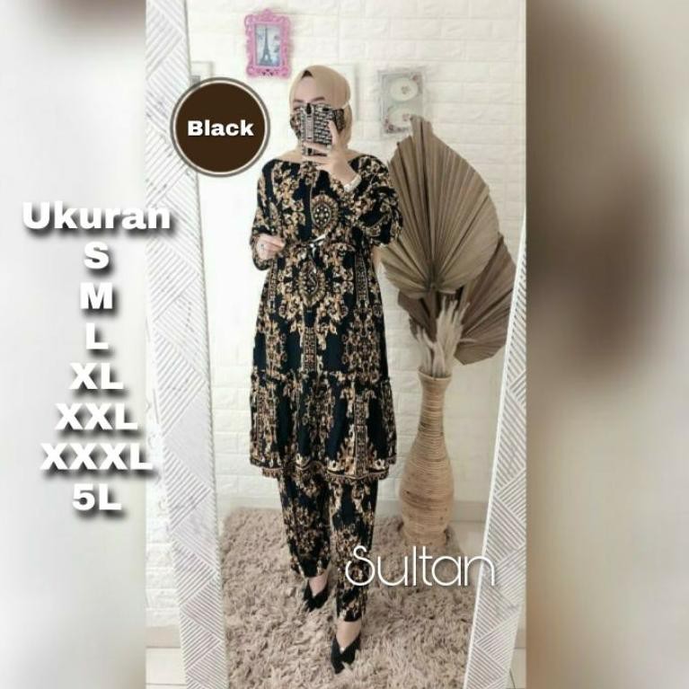Sultan Setelan Tunik Jumbo - One Set Jumbo Ukuran S M L XL XXL XXXL 5L - Setcel Big Size (ART. 2727)