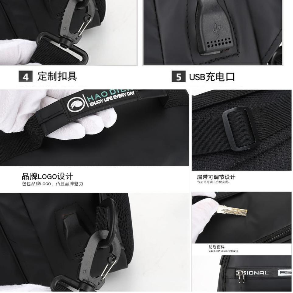 Sale TAS SELEMPANG USB ANTI AIR BAHU DADA IMPORT KERJA HITAM BRANDED OUTDOOR PRIA WANITA TRENT TA130