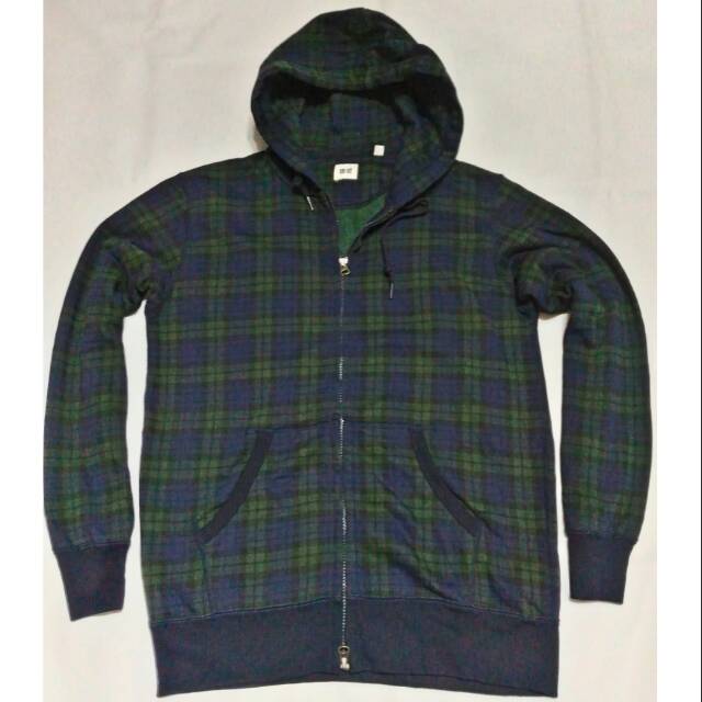 Zip Hoodie Uniqlo Motif Flannel Original