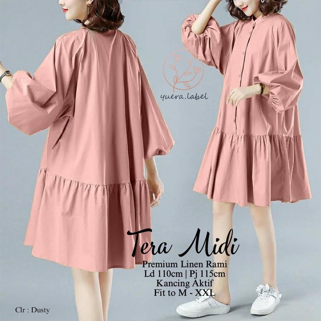 dress midi polos premium linen rami ld110cm / tera midi