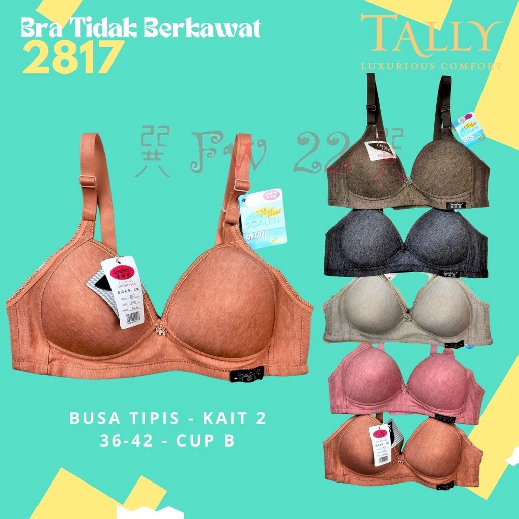 Bra Tanpa Kawat Scalen 2817 Bra Wanita Berbusa Tipis dan Berbahan Lycra yang Lembut dan Nyaman