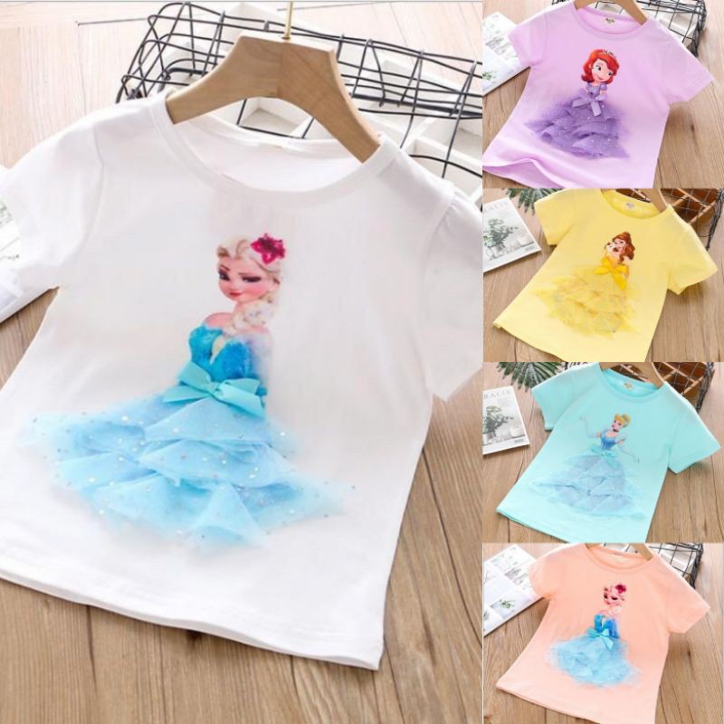 KAOS - BAJU KAOS PRINCESS, KAOS BELLE, KAOS ELSA, KAOS FROZEN, KAOS CINDERELLA, KAOS SOPHIA