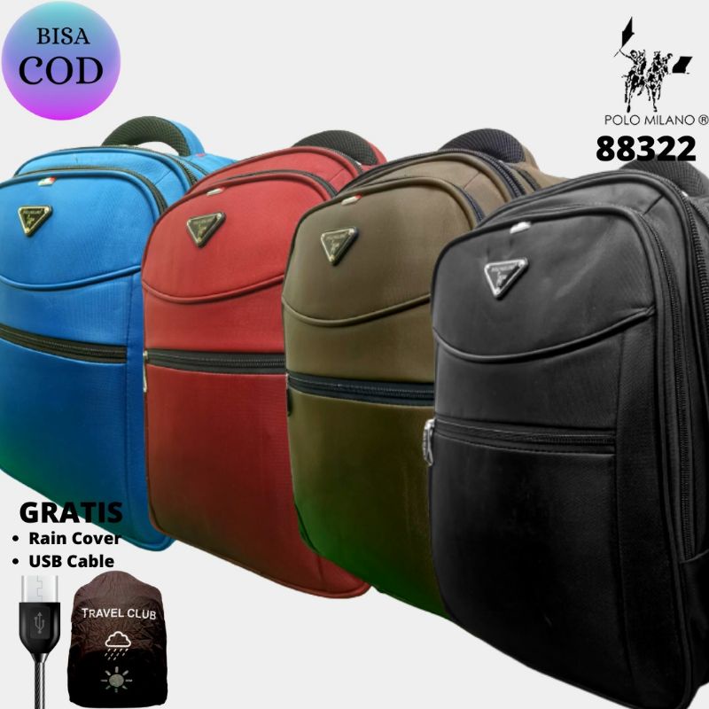 Tas RANSEL POLO MILANO USB 18 INCH 88332 Tas Pria RANSEL IMPORT RANSEL LAPTOP RANSEL ANTI AIR RANSEL FREE USB AND RAINCOVER