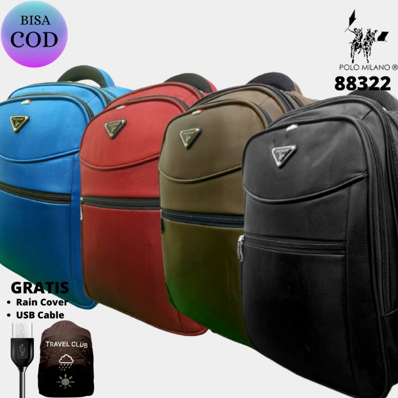 Tas RANSEL POLO MILANO USB 18 INCH 88332 Tas Pria RANSEL IMPORT RANSEL LAPTOP RANSEL ANTI AIR RANSEL FREE USB AND RAINCOVER