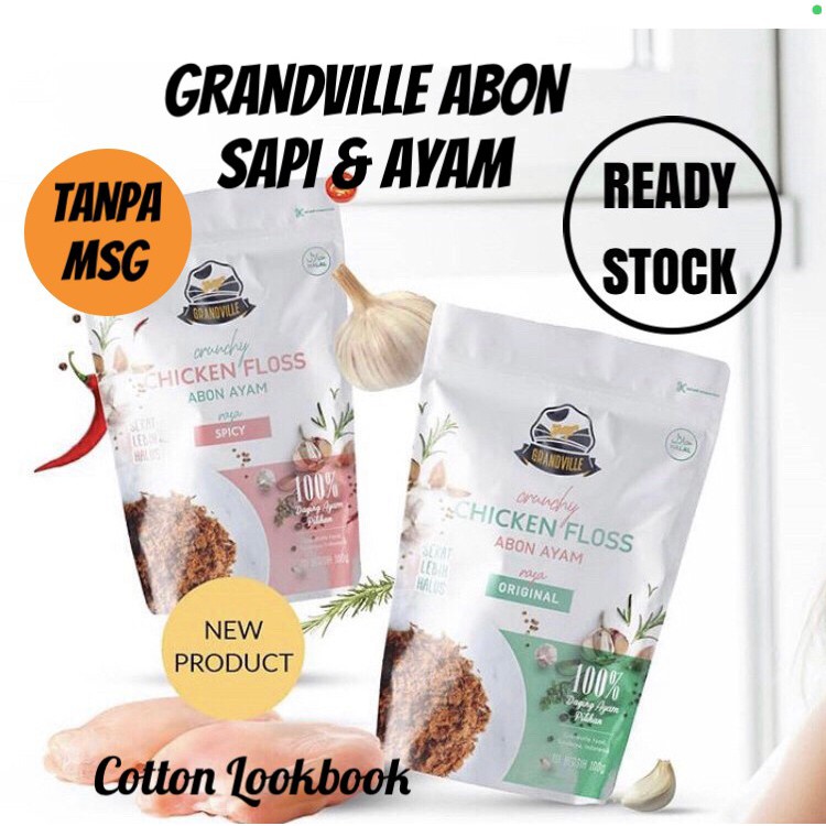 GRANDVILLE ABON SAPI &amp; AYAM 100gram / Bumboo Abon Sapi &amp; Ayam 100gram / Abon Anak Bayi Grand Ville Beef floss / Chicken floss / Bumboo Kaldu Jamur Ayam Sapi dan Keju bubuk