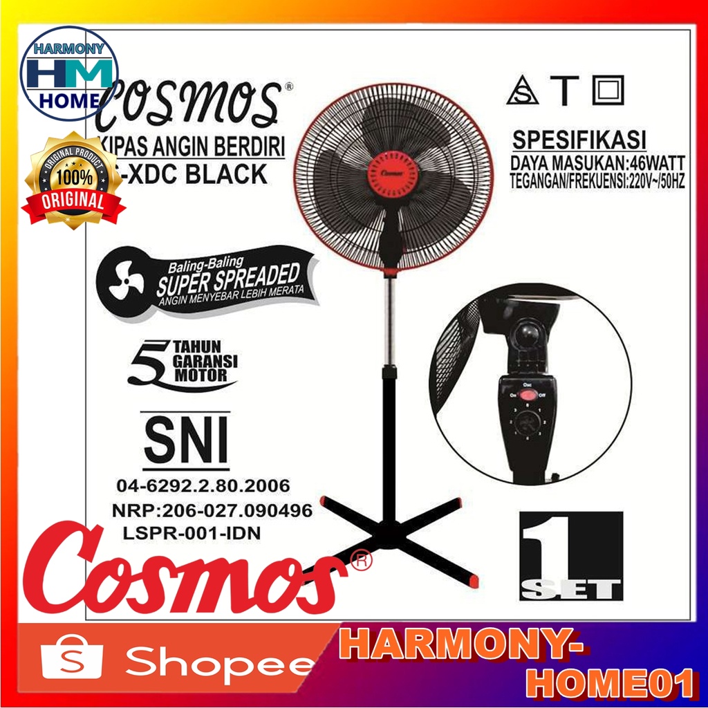 COSMOS 16XDC Kipas Angin Berdiri Ukuran 16 inch Hembusan Angin Sejuk