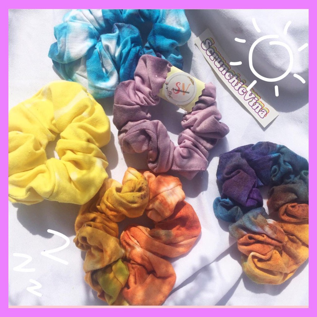 SCRUNCHIE TIE DYE SCRUNCHIE HIJAB IKAT RAMBUT TIE DYE KARET RAMBUT TIE DYE AKSESORIS RAMBUT  TIE DYE