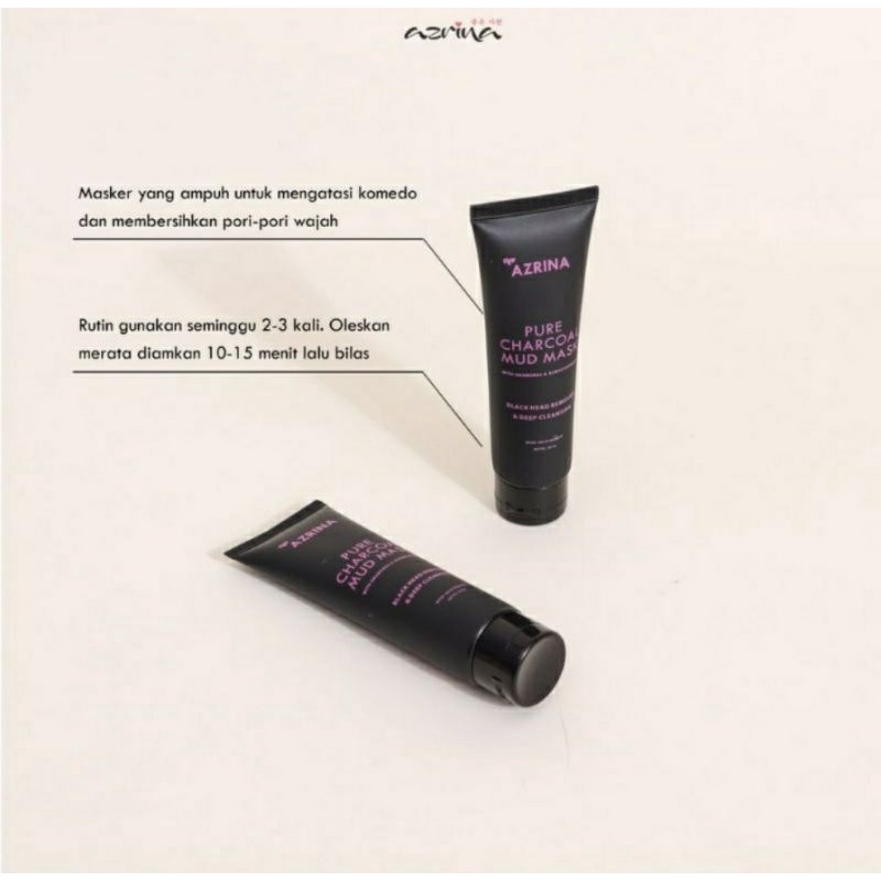 AZRINA PURE CHARCOAL MUD MASK | 50 ML | BPOM