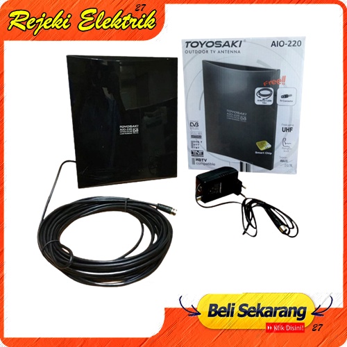 Antena Digital TV Toyosaki AIO 220 + Kabel 10M indoor / outdoor dan indoor gambar jernih