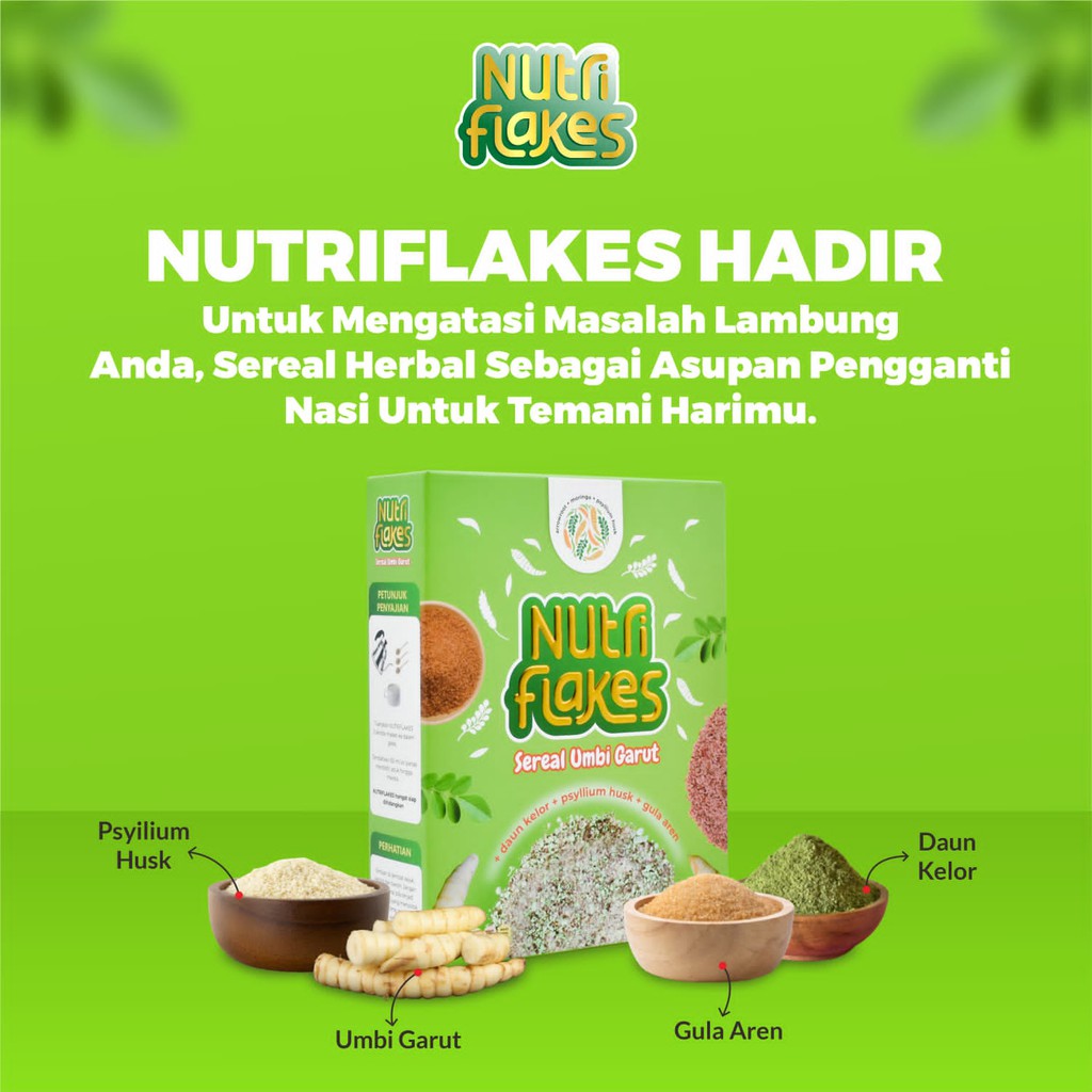 

NUTRIFLAKES SOLUSI MAAG & ASAM LAMBUNG WITH PSYLLIUM HUSK & DAUN
