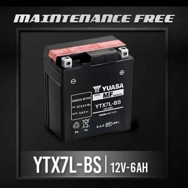 Aki Vespa Matic Yuasa YTX7L-BS 12V 6Ah