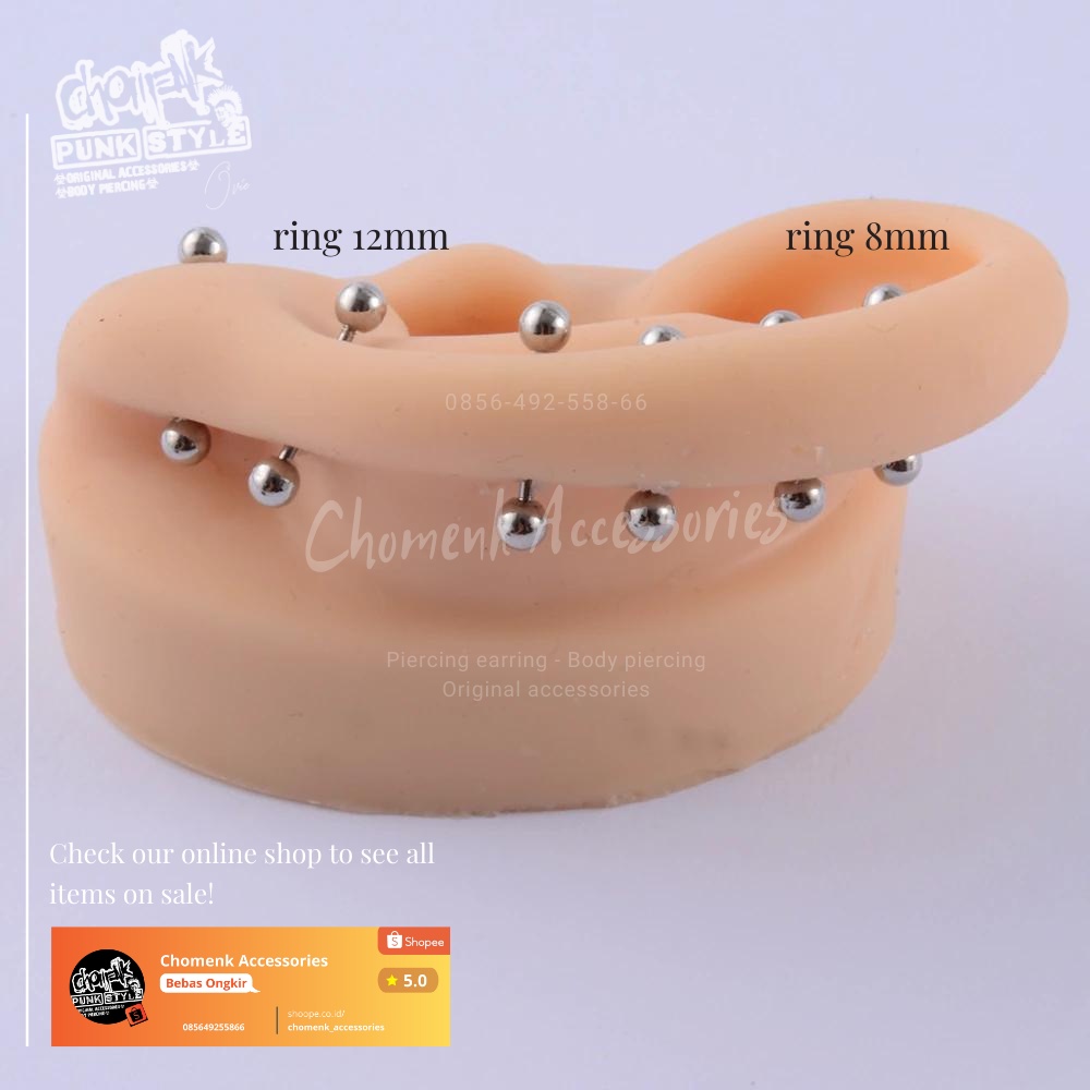 anting tindik barbel telnga-lidah Silver titanium pendek piercing earring anting tindik barbel telinga-lidah Silver titanium pendek-7