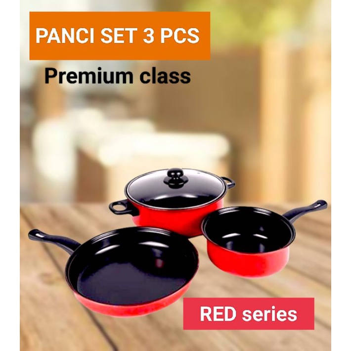 Panci Golden Red / Panci Set 3 In 1 / Panci Anti Lengket