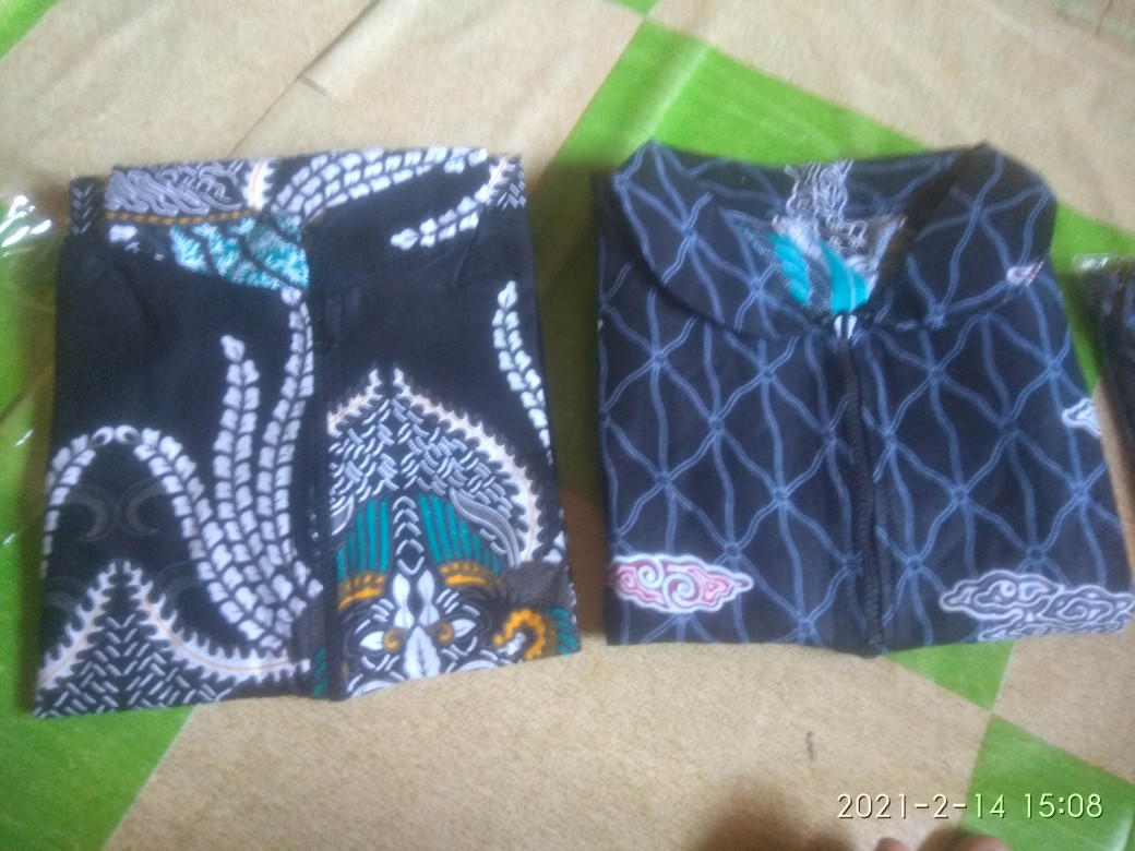 Batik Couple Batik Keluarga Ibu Ayah Dan Anak Maura Couple Sania Ruffle Modern ( Madu Hijau )