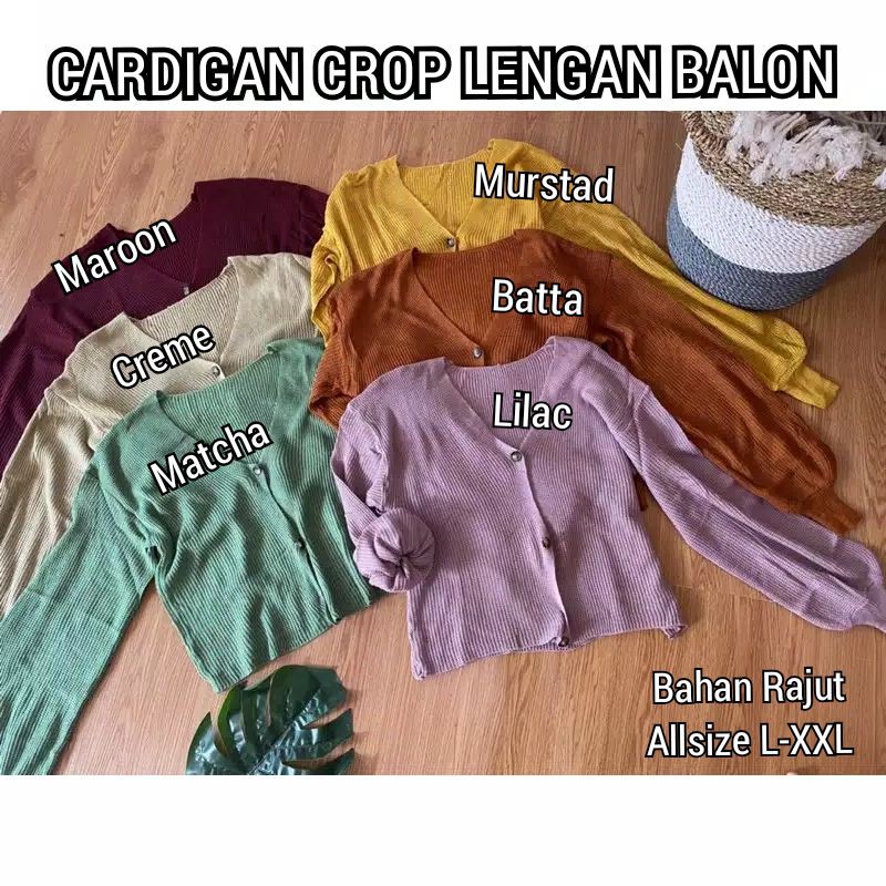 Kardigan Rajut Lengan Balon Cropty / Balona Cardigan
