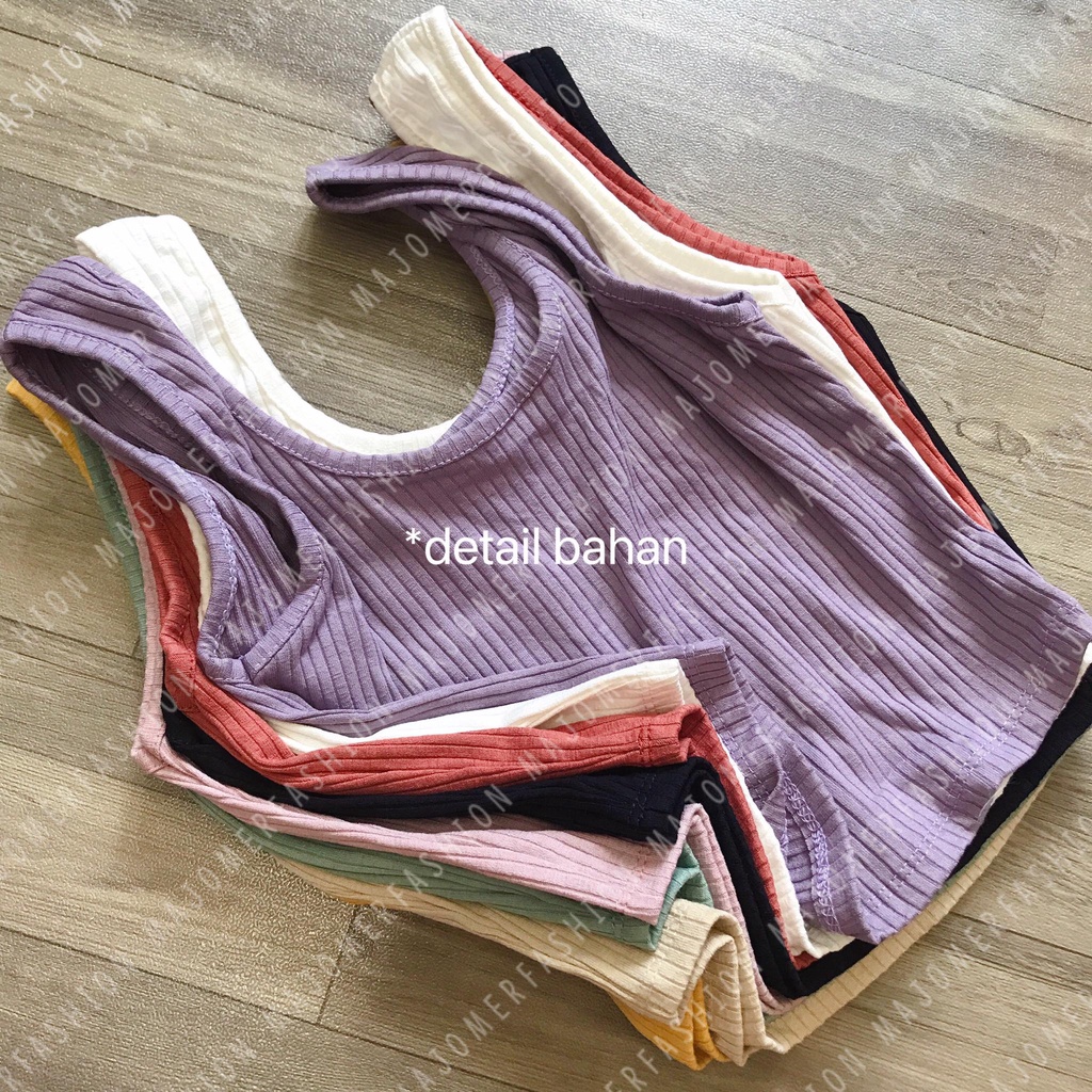 MAJOMER ® | CURVE KNIT RIB TANK TOP - CROP TOP KOREA