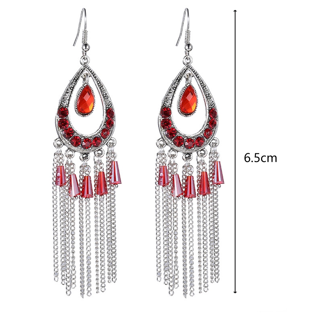 Hu Hu Hu Hu Hu Alat Bantu Pasang Kacamata♡ 1 Pasang Anting Rumbai Bentuk Tetesan Air Aksen Berlian Imitasi Gaya Vintage Untuk Wanita