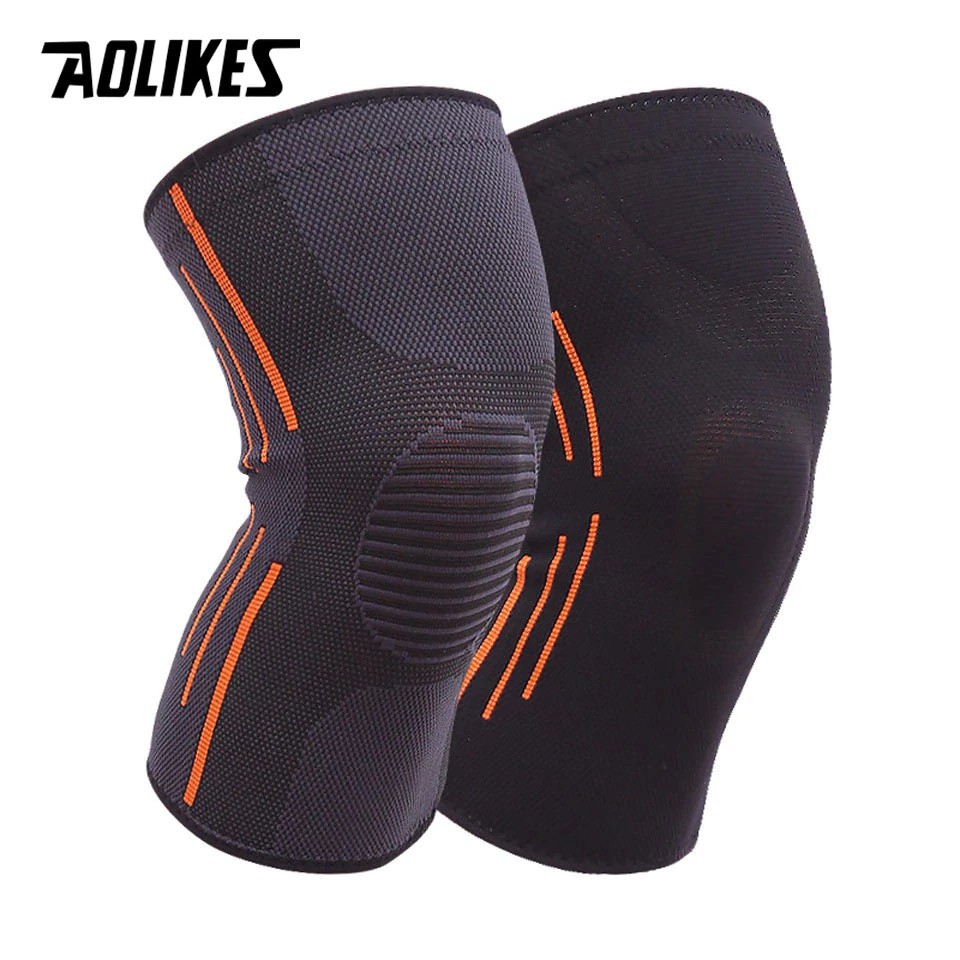 AOLIKES 7719 Premium Black Knee Sleeve / Knee Support - Deker Pelindung Lutut Kaki Olahraga Elastis