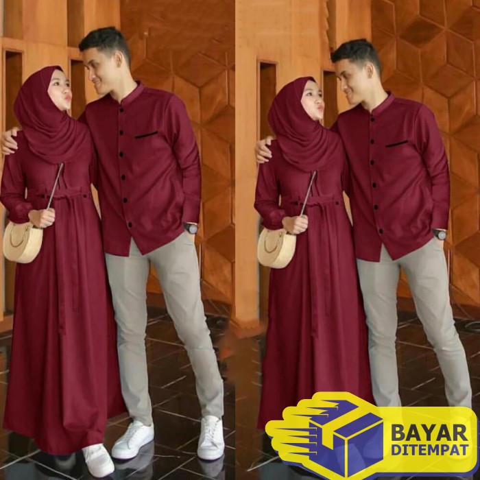 Gamis Couple Terbaru Baju Lebaran 2021 Keluarga Murah Dress Muslim Pas AG329 Couple Emon | Grosir
