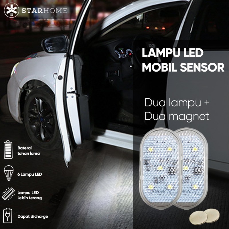 Lampu Pintu Mobil LED StarHome Safety Car Door Warning Light LED Lampu Lemari 1 set isi 2 pc