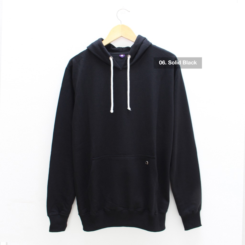 Sweater Hoodie Jumper Polos Black Solid cowok cewek Distro oblong unisex komunitas couple S M L XL