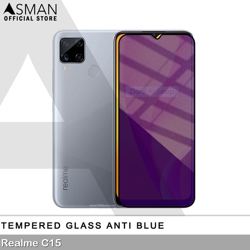 Tempered Glass Blue Light Full Lem Realme C15 Anti Radiasi