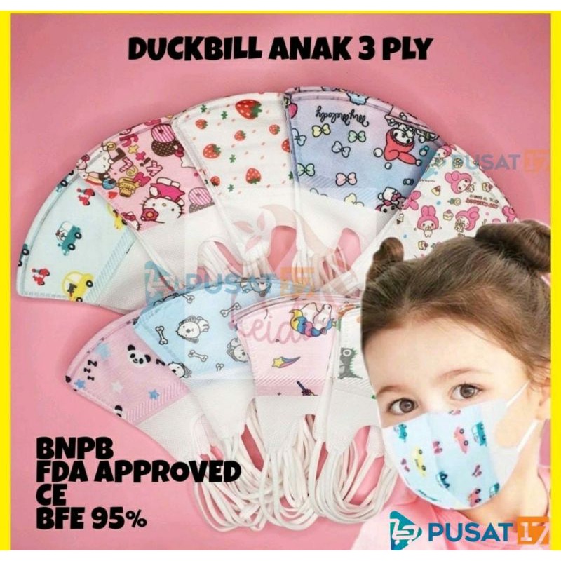 Masker Duckbill Anak Karakter / Masker Anak lucu / masker anak motif / masker Anak Duckbill