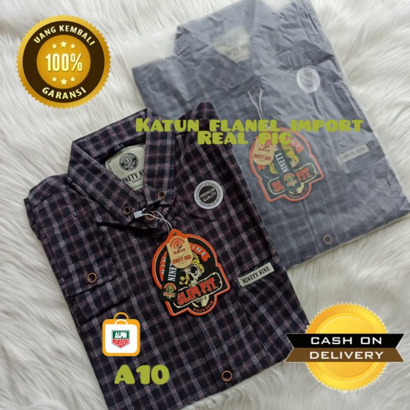 Kemeja Flanel Pria Ninety Nine Original Slim Fit A10