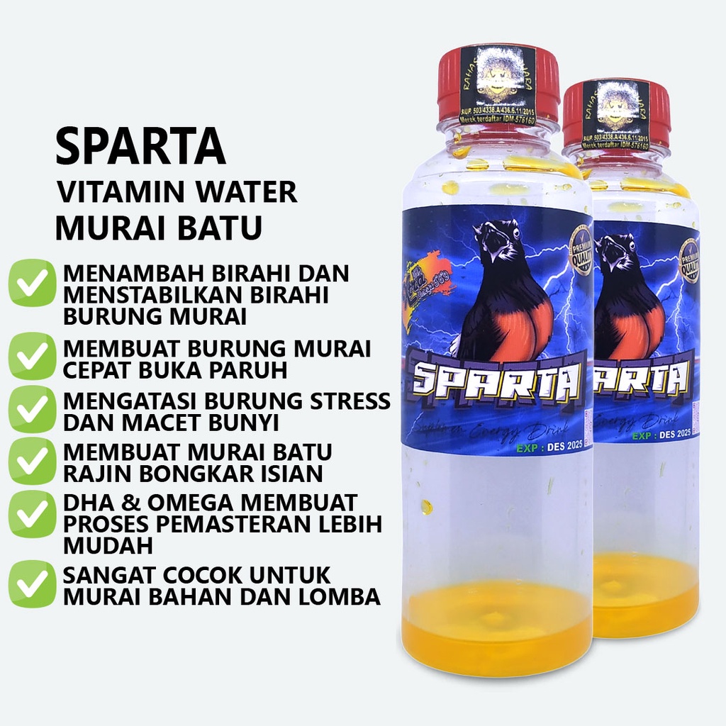 SPARTA VITAMIN WATER MINUMAN VITAMIN BURUNG MURAI BATU CEPAT BUKA PARUH BONGKAR ISIAN