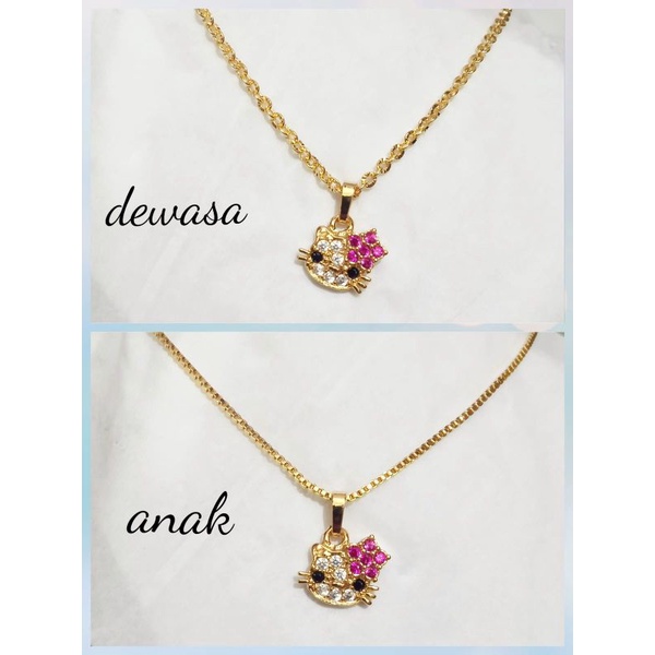 kalung+liontin hallokitty anak&amp;dewasa berlapis emas dengan mata zircon