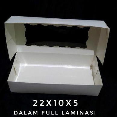 

DUS/BOX/PLASTIK 22x10x5 BROWNIES KOTAK KUE PUTIH JENDELA MIKA LAMINASI 22X10X5 22X10 22X5 10X22 20x10X5 22x10x7 22X11x5 IVORY