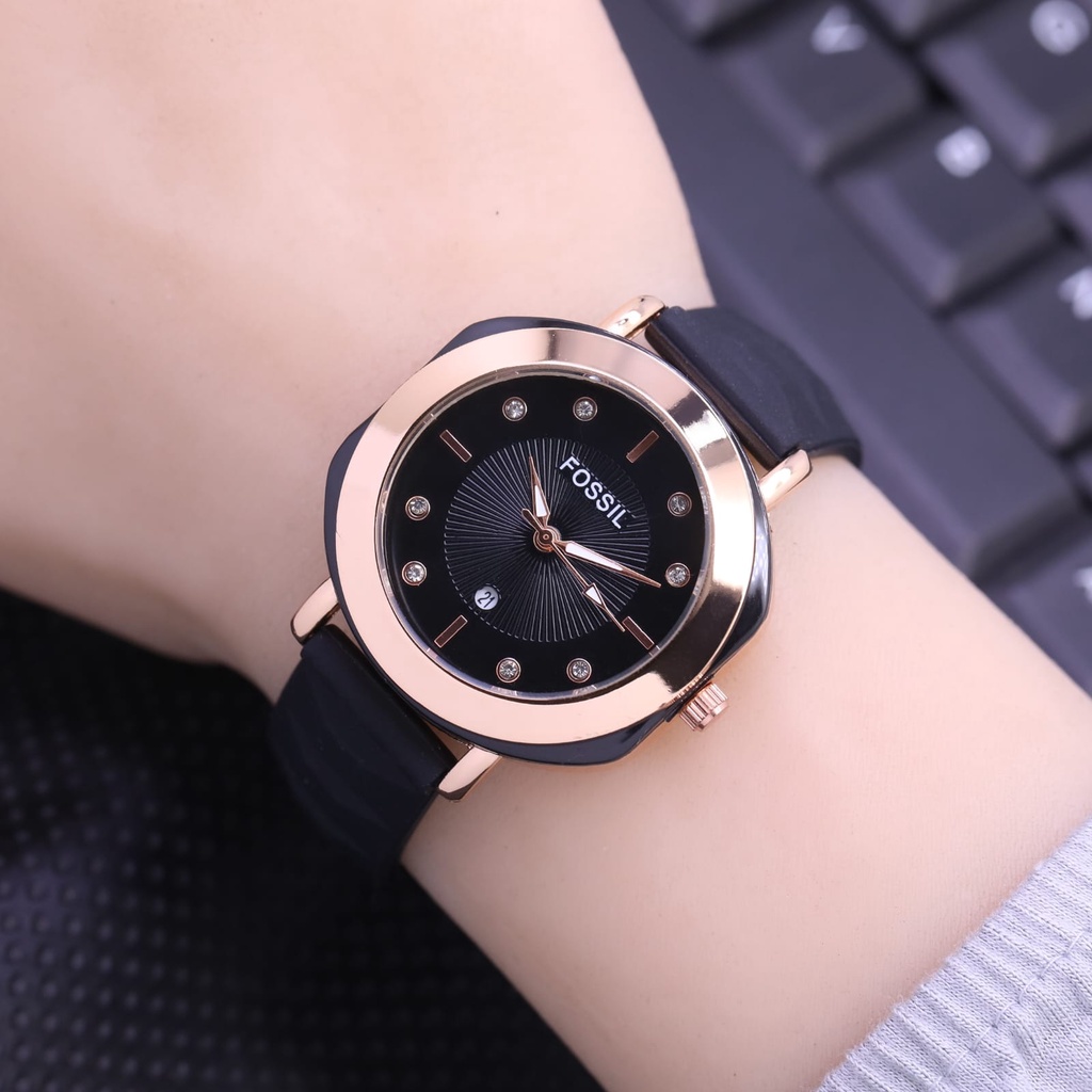 Grosiran Jam Tangan Wanita Fs3565TL Analog Strap Rubber Tanggal Aktif Free Box Jam Tangan (Bisa COD)