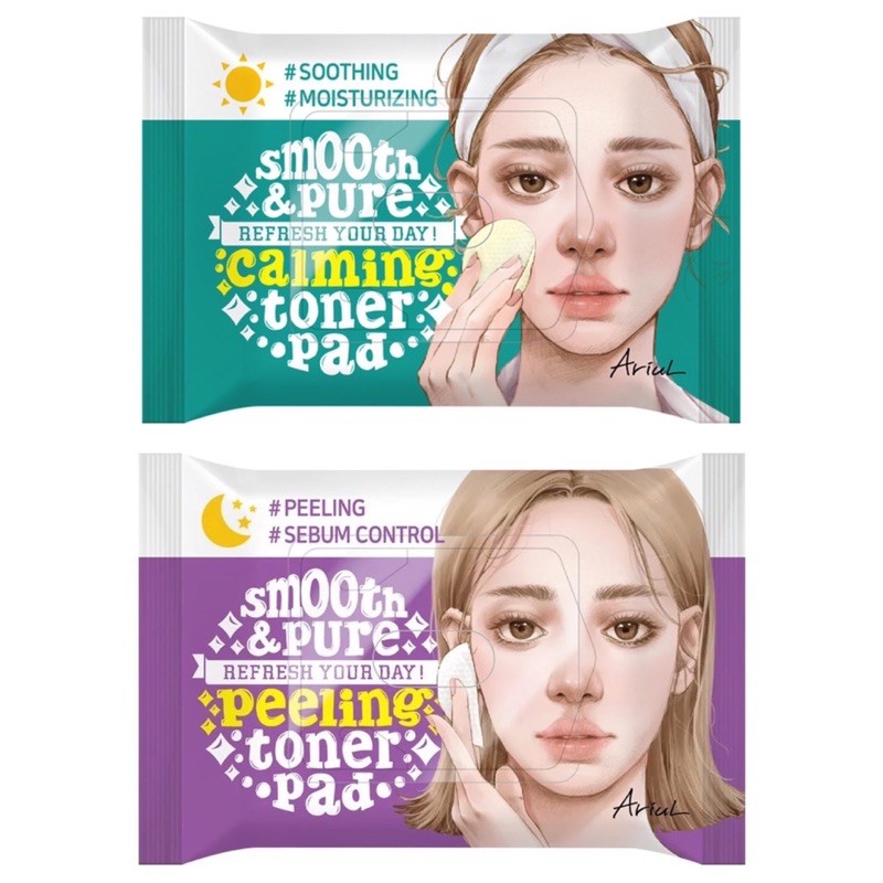 ARIUL TONER PAD SMOOTH AND PURE / ARIUL CALMING TONER PAD & PEELING TONER PAD - AIRUL EXFOLIATING