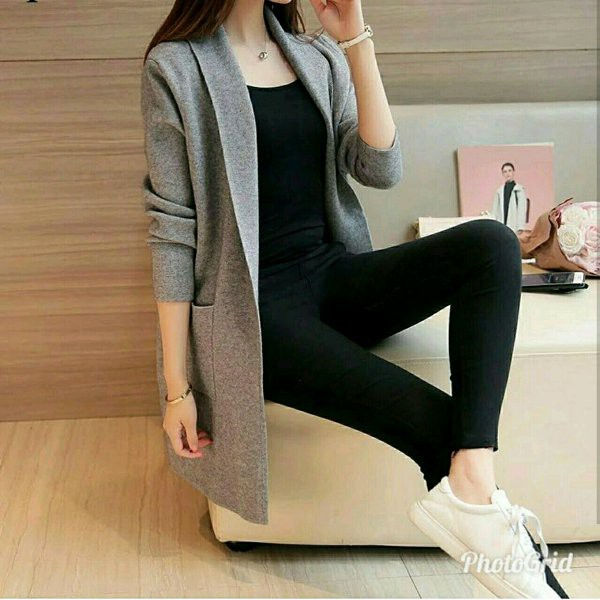 Terlaris    H CARDI Cardigan model panjang wanita ala korea model terbaru bagus harga murah terlaris