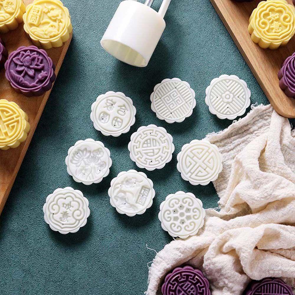 [Elegan] Cetakan Mooncake Berbentuk Bunga DIY Tekanan Tangan Dengan Stamp Dekorasi Mid Autumn Festival Baking Tool