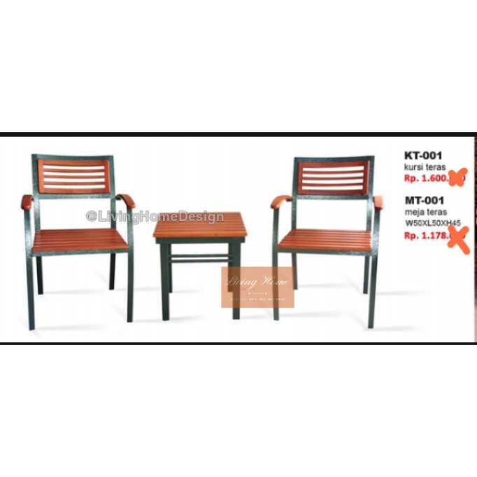 Kursi Meja Teras Set Siantano KT 001 MT 001 Taman Tamu Outdoor Cafe Minimalis Modern