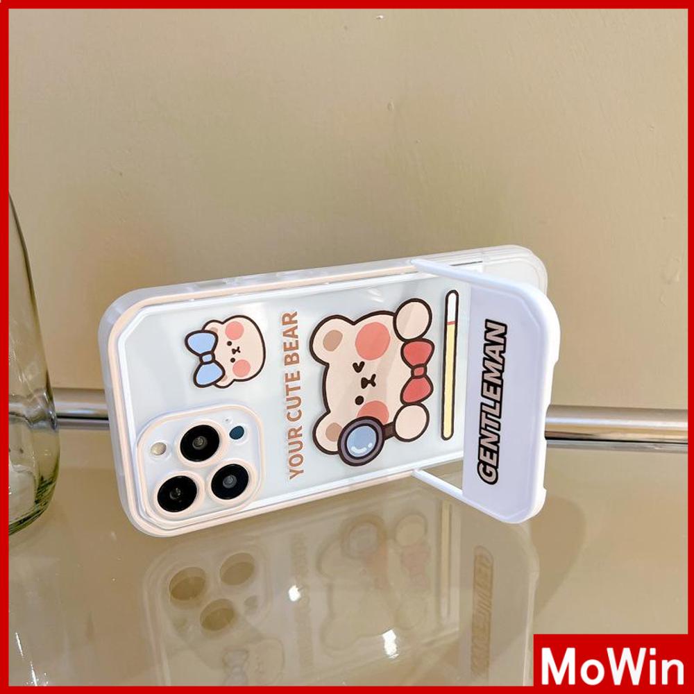 iPhone Case Acrylic Invisible Folding Stand Silicone Soft Case Airbag Shockproof Camera Cover Bear Cute Cartoon Compatible For iPhone 11 Pro Max 13 Pro Max 12 Pro Max 7Plus XS Max