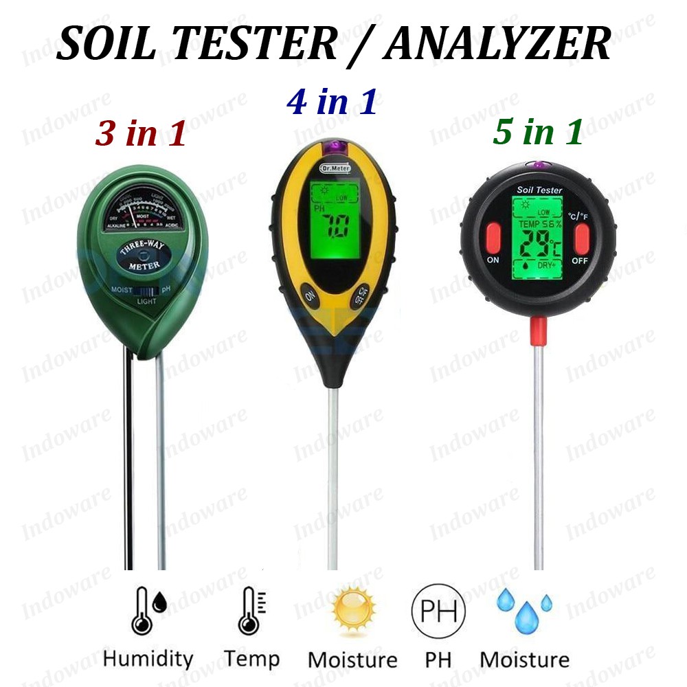 uy96 Digital Soil Analyzer Tester Meter Alat Ukur pH Tanah 3 4 5 in 1