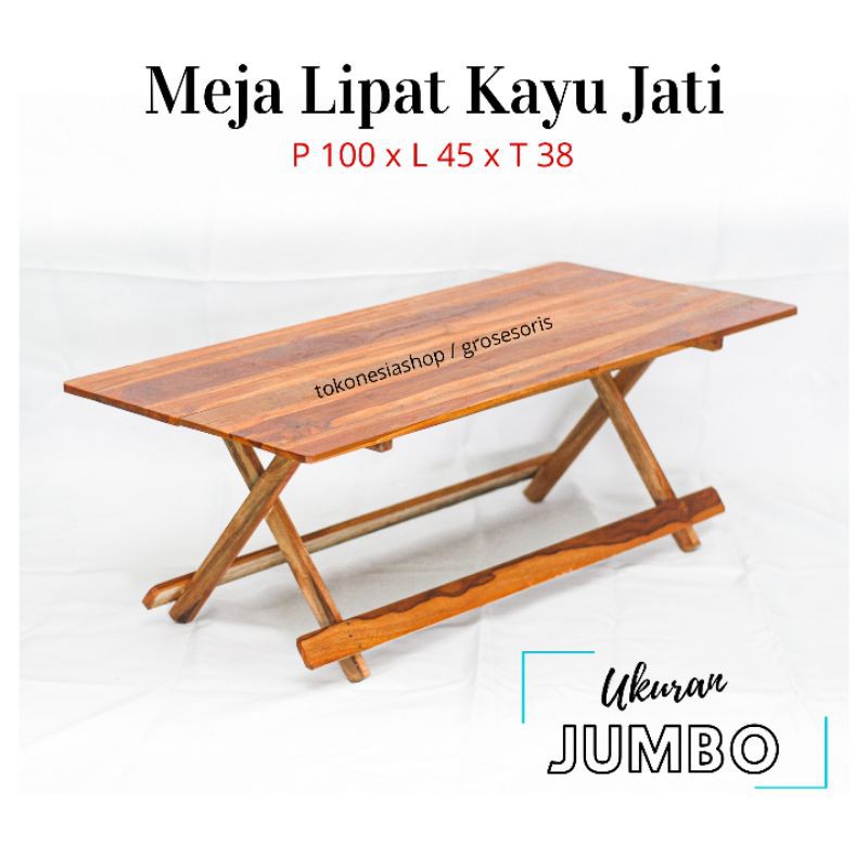 Meja Lipat Lesehan Kayu Jati Jumbo (1Meter)