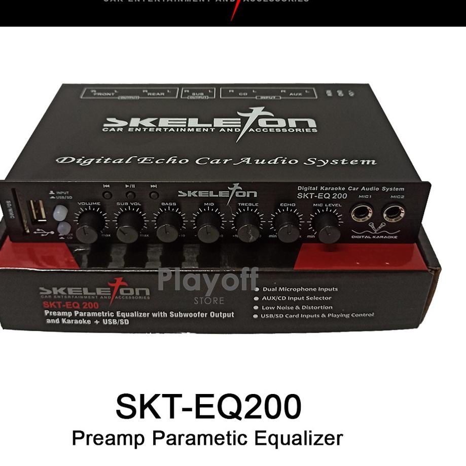 JUAL505 Parametric Equalizer (With USB) Karaoke Mobil Preamp Parametrik Skeleton SKT-EQ200