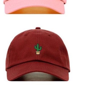 Topi baseball kaktus cream-Kaktus marun