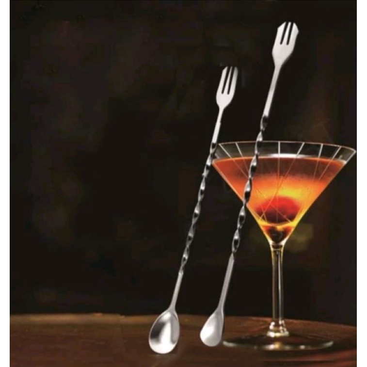 Long Bar Spoon 26cm &amp; 32cm Sendok Garpu Pengaduk Teh / kopi Atau minuman lain nya