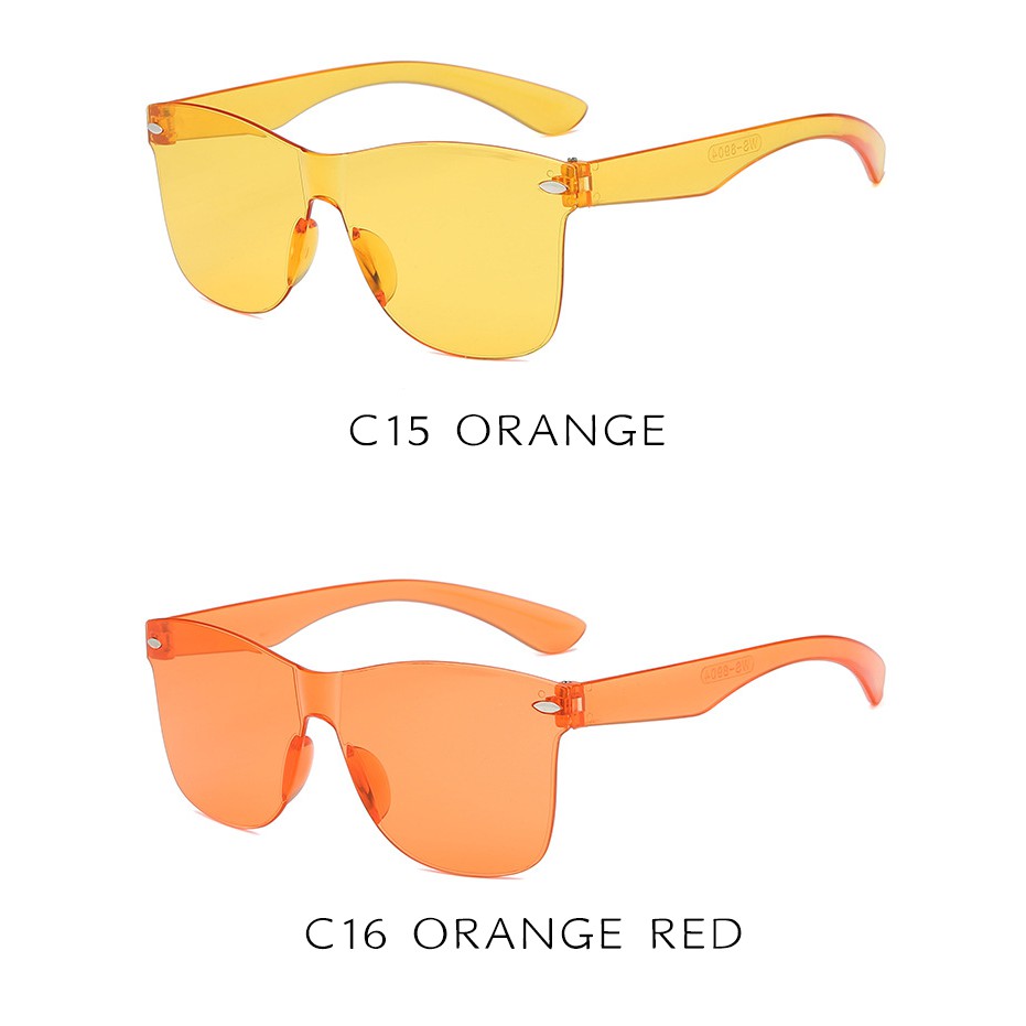 (YUZHU) Bayar di Tempat Trendy Oversized Candy Color Kacamata Hitam Wanita/Pria Square Sunglasses